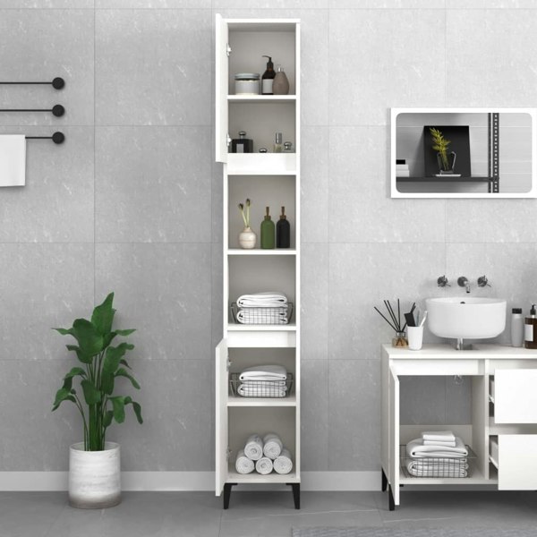 Berkfield Bathroom Cabinet White 30x30x190 cm Engineered Wood