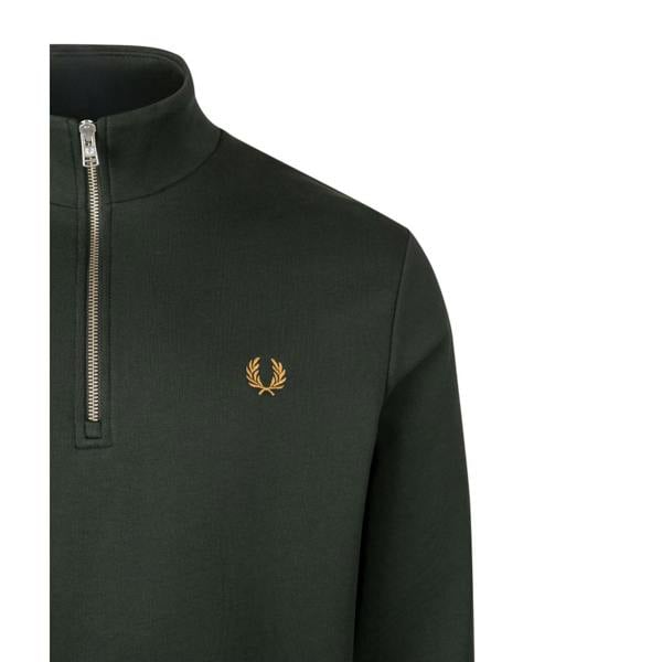 Fred Perry Half Zip Sweatshirt Night Green/Dusky Blue/Dark Caramel