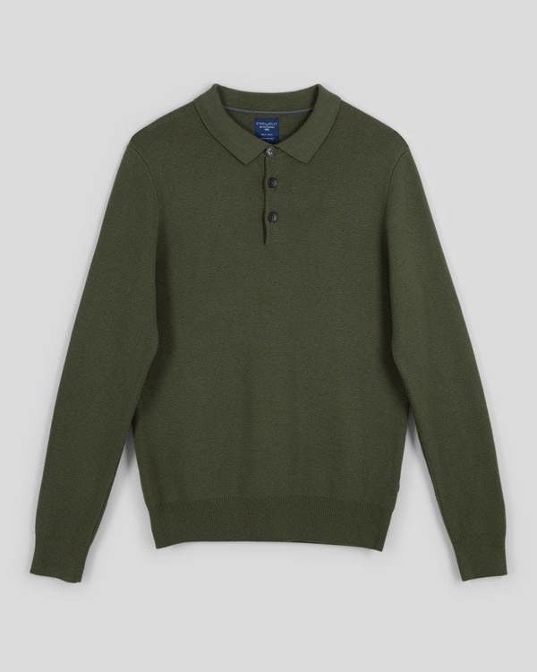 Steel & Jelly Heavy Milano Knit Long Sleeve Polo Shirt