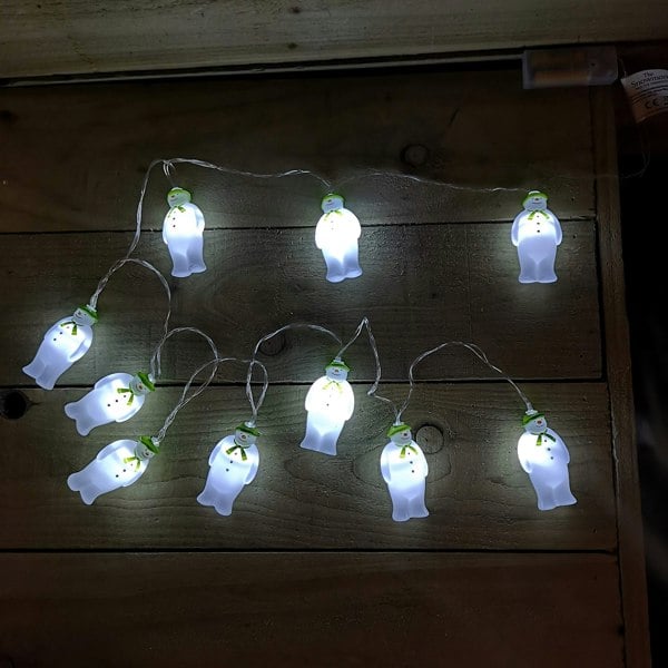 Samuel Alexander The Snowman And The Snowdog Battery Operated 10 Snowmen LED Indoor String Light Ice White LEDs
