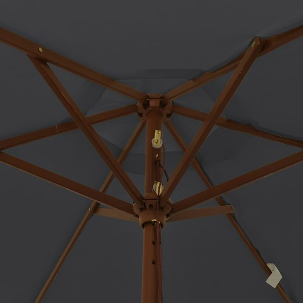 Berkfield Garden Parasol with Wooden Pole Black 196x231 cm