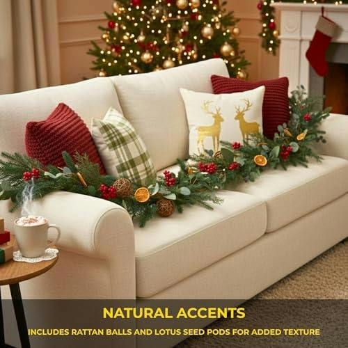 6ft Orange and Berry Christmas Garland for Autumn Mantels, Staircases and Indoor Seasonal Styling image 6