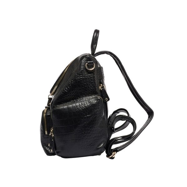 KeriKit England Amber Midi Embossed Leather Backpack - Black