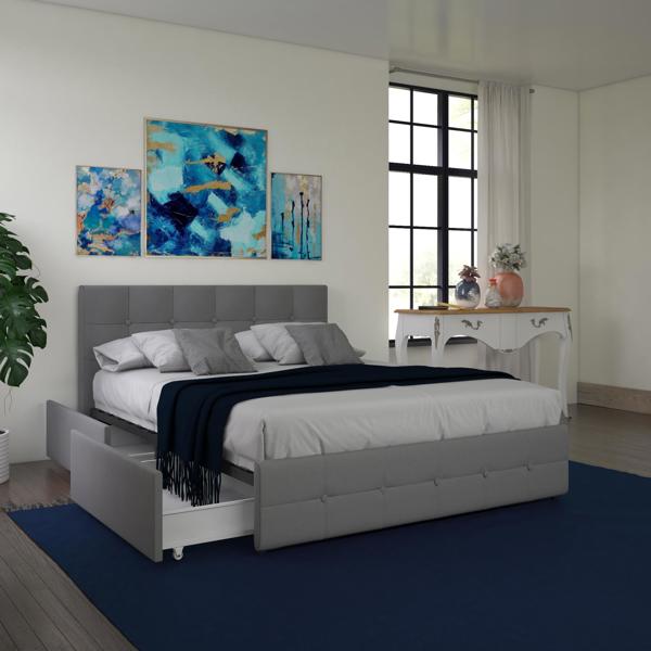 Dorel Home Rose Bed with Storage Fabric Grey - Double