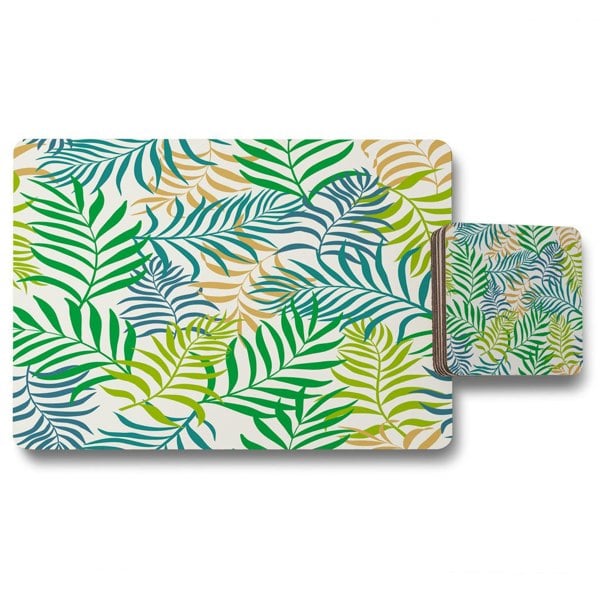 Benjamin Tate Design Green Tropical Palm Leaves (Placemat & Coaster Set)