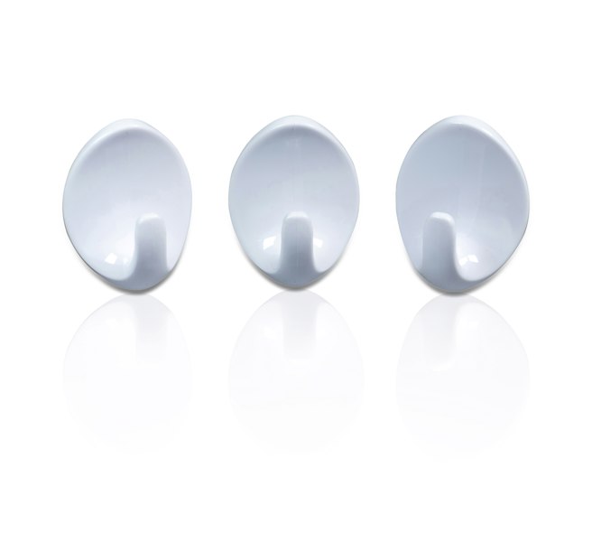St Helens Self Adhesive Oval Shaped Plastic Hooks (Pack of 3)