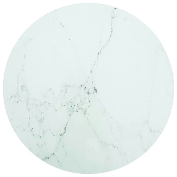 Berkfield Table Top White �_�”�_80x1 cm Tempered Glass with Marble Design