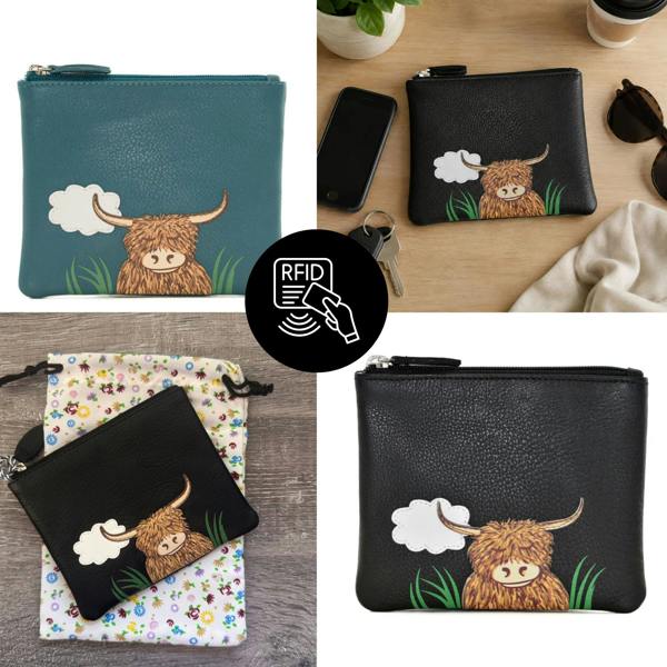 Mala Leather Bella Highland Cow RFID Leather Coin Purse