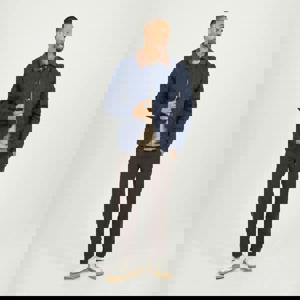 Brave Soul Navy Quilted Coach Jacket with Cord Collar - Navy Image 3