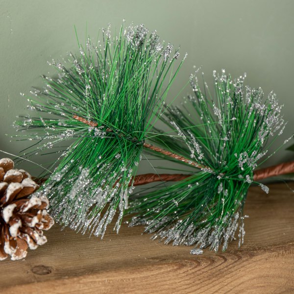 Samuel Alexander 1.5m Christmas Berry Garland with Pinecones and Silver Glitter Tips