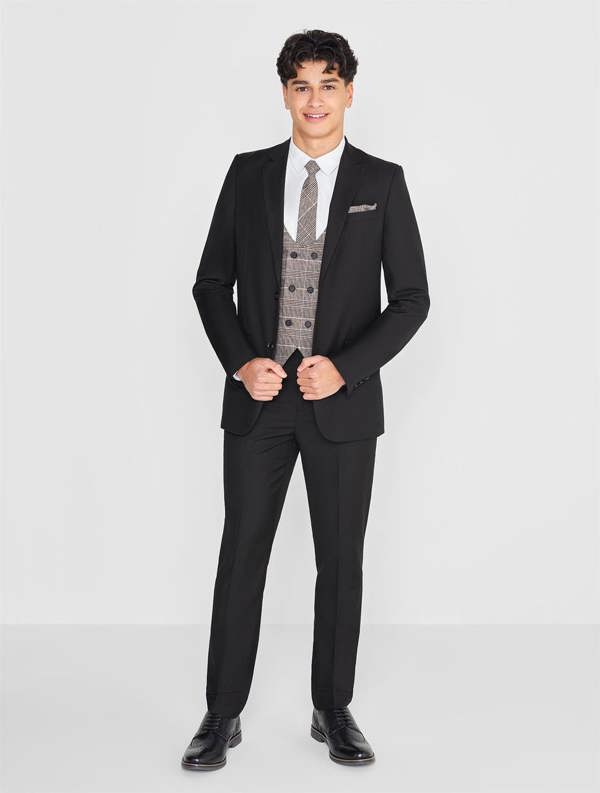 Black and brown prom suit