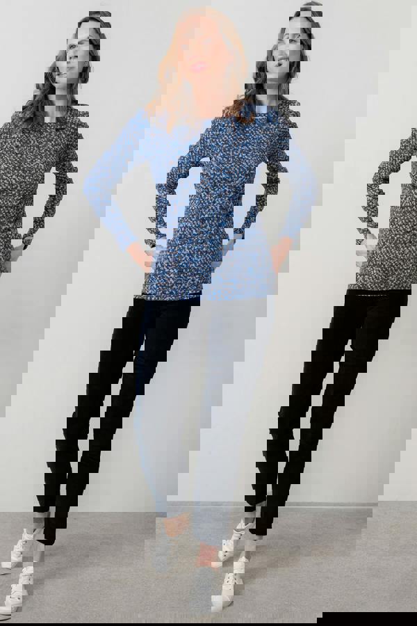 Lily & Me Monica Ditsy Print Organic Cotton Top Cobalt