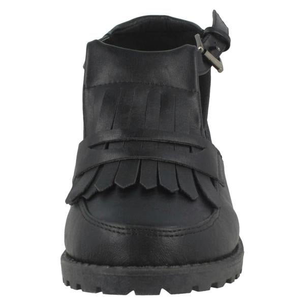 Spot On Ladies Spot On Loafer Inspired Block Heel Buckle Shoes F9728