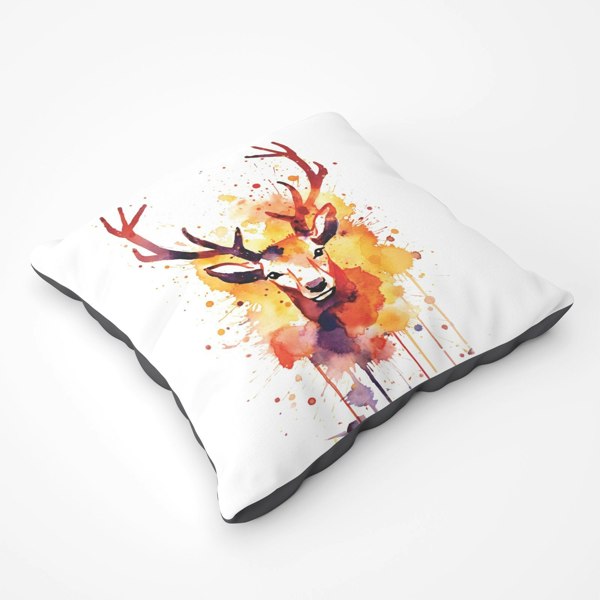 Warren Reed Watercolour Stag Face Floor Cushion