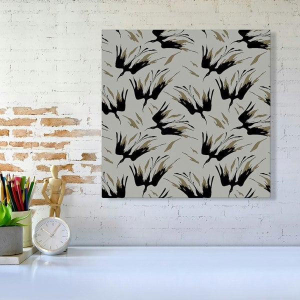 Warren Reed Black And Gold Fire Bird Silhouettes Canvas