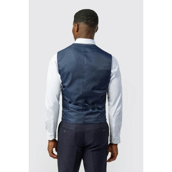 Ted Baker Tailored Fit Navy Linen Cotton Waistcoat