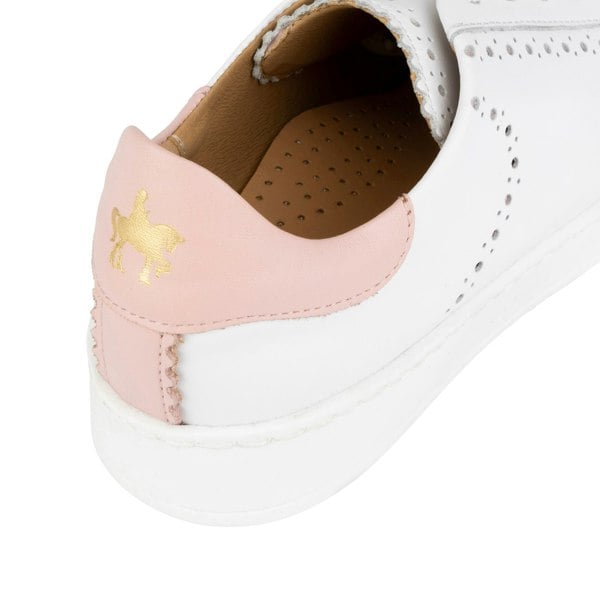 Embassy London Serena - Pink & White - Women’s Leather Trainer with Brogue Details
