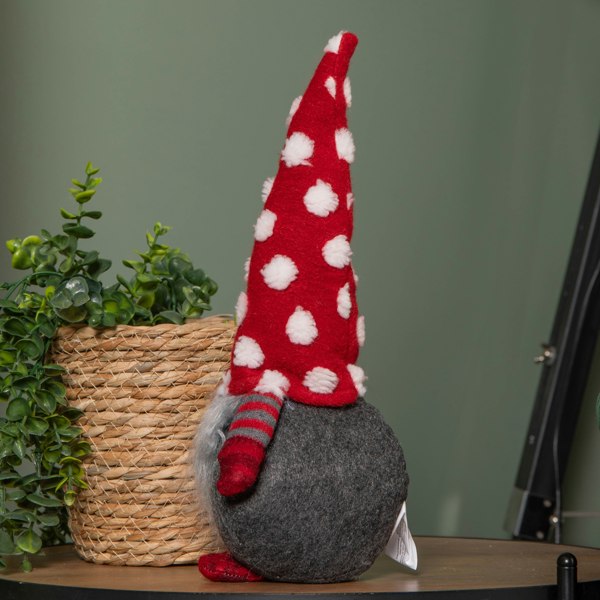 Samuel Alexander 32cm Festive Christmas Red & Grey Bearded Gonk with White Polka Dot Hat