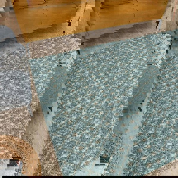 Shaggy blue rug High Quality Elegant Moroccan Pattern