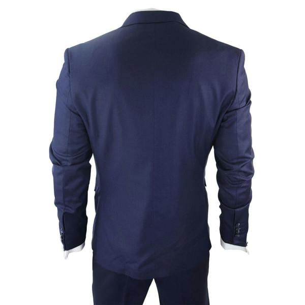 TruClothing Men's Classic 3-Piece Plain Navy Suit