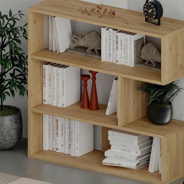 Decortie Molly Modern Corner Bookcase 3 Tier Room Divider Storage Unit Freestanding Melamine Finish 89cm