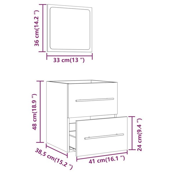Berkfield Bathroom Cabinet with Mirror Grey Sonoma 41x38.5x48 cm Engineered Wood