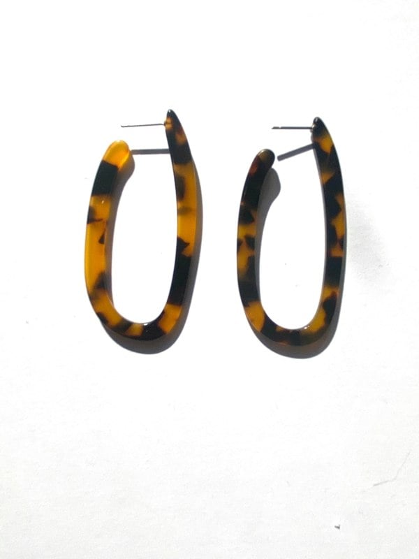 One Of A Kind Club Tortoiseshell long hoop earrings