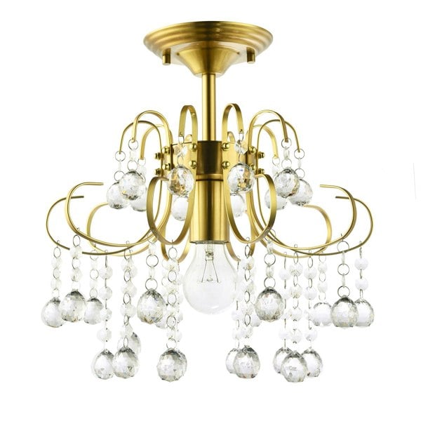 Waterfall Satin Gold Ceiling Light Fitting with Clear Acrylic Spheres Image 1