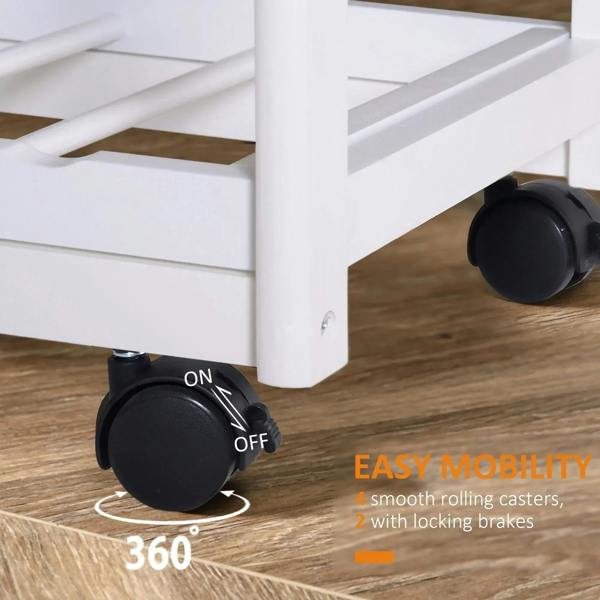 White trolley cart caster wheels with 360° swivel and locking levers