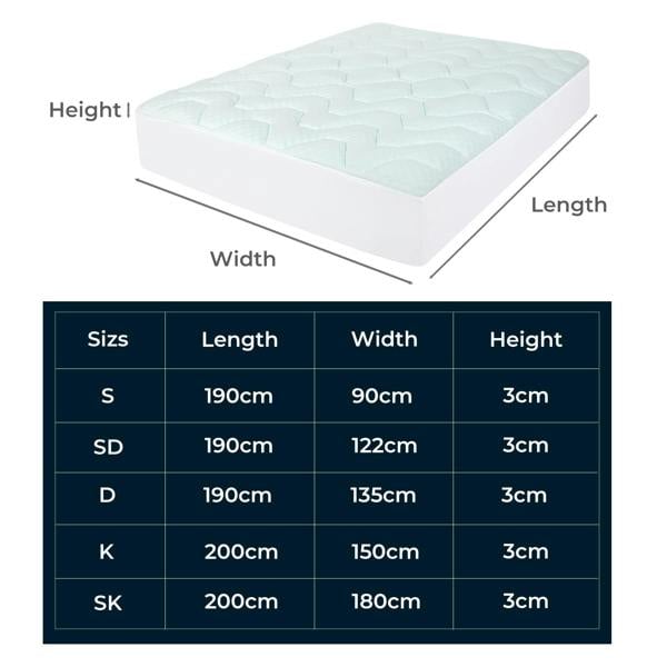 Lavio Bamboo Memory Foam Mattress Topper 3cm Double Super King Single Fitted Skirt