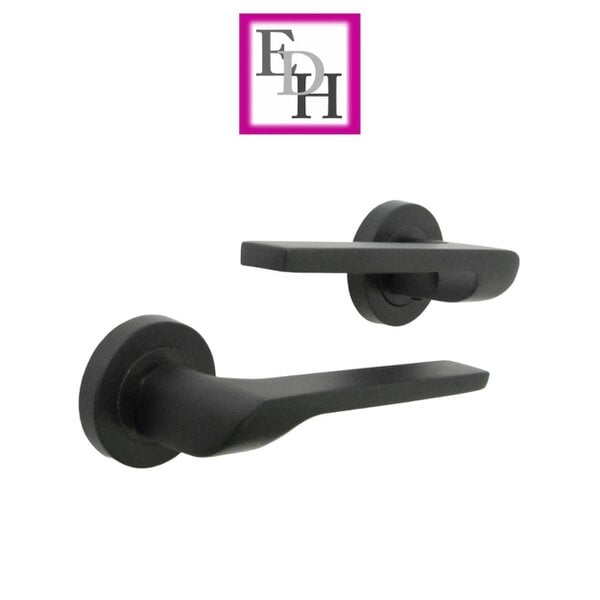 EDH Door Hardware Modern Matt Black Door Handles Internal - Uno-2 Lever Latch On Rose