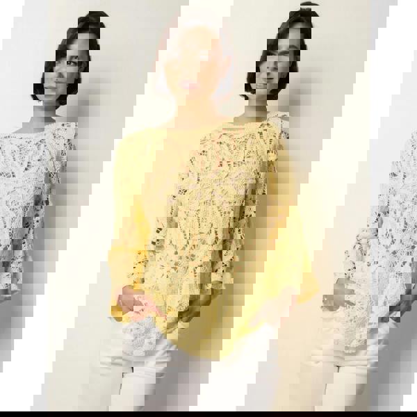 Blue Vanilla Flower Crochet Long Sleeve Top