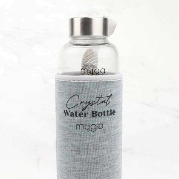 Myga Rose Quartz Crystal Glass Water Bottle