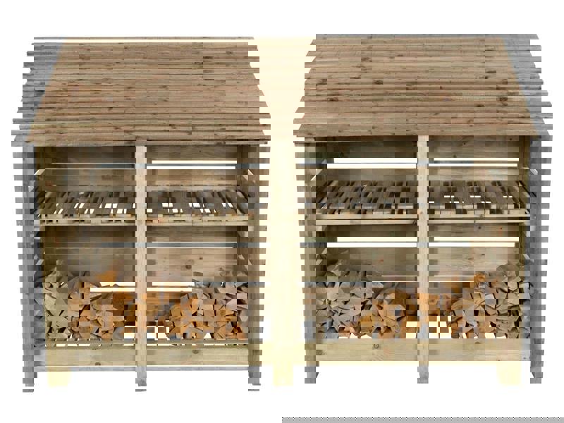 Arbor Garden Solutions Slatted Wooden Log Store with Shelf W-187cm, H-126cm or 180cm, D-88cm