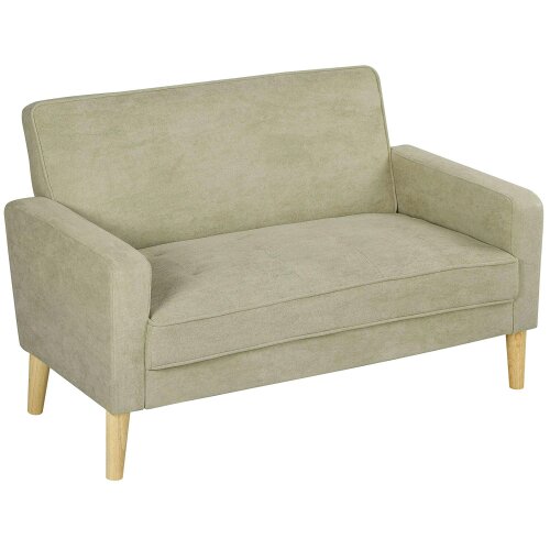 Wyld Haus Vikava Beige Velvet Upholstered 2 Seater Sofa Natural Wooden Legs