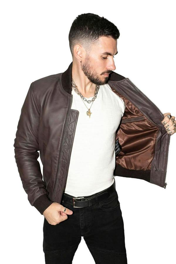 Infinity Leather Mens Retro Varsity Leather Bomber Jacket-Pretoria