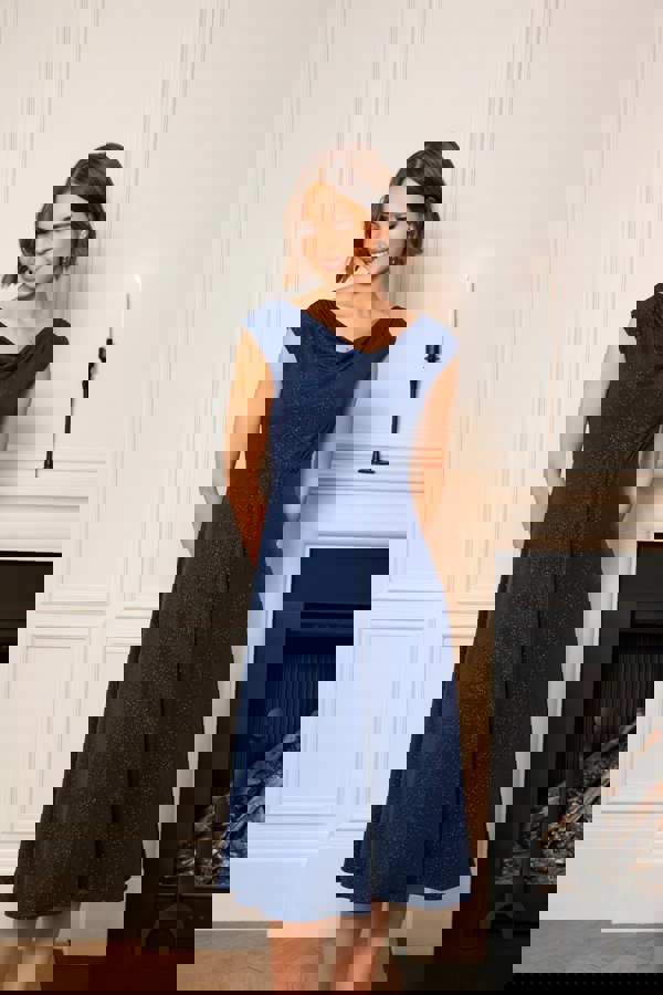 Alie Street London Darcie Cowl Neck Dress (Glitter Blue)