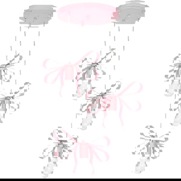 Milagro Emma Pink Pendant 3XE27 Hand Made With  A Delicate Tied Ribbon Effect Perfect For Bedrooms Or Any Boutique Chic Setting