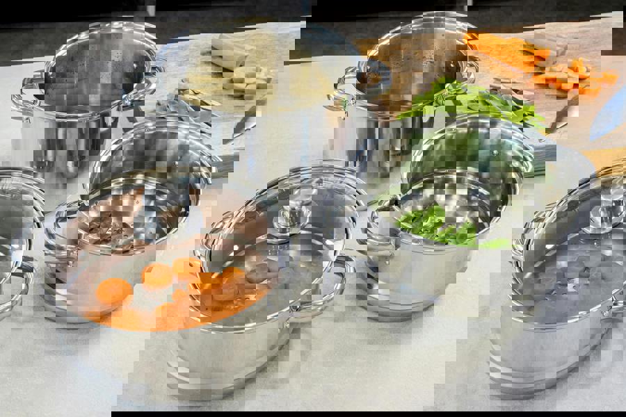 KitchenCraft Stainless Steel Three Tier 22cm Steamer