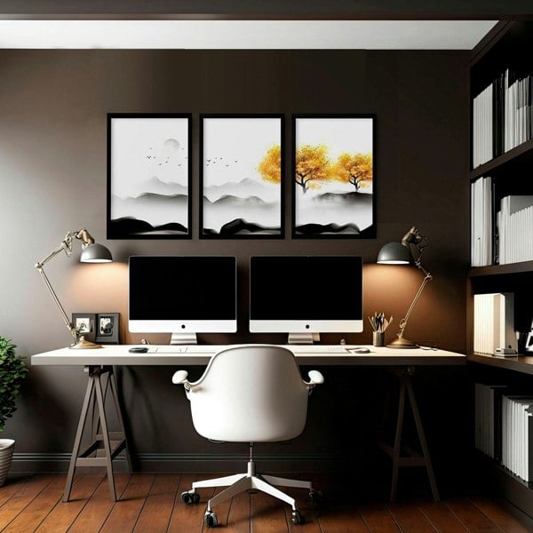 Office prints for the wall | set of 3 framed wall art