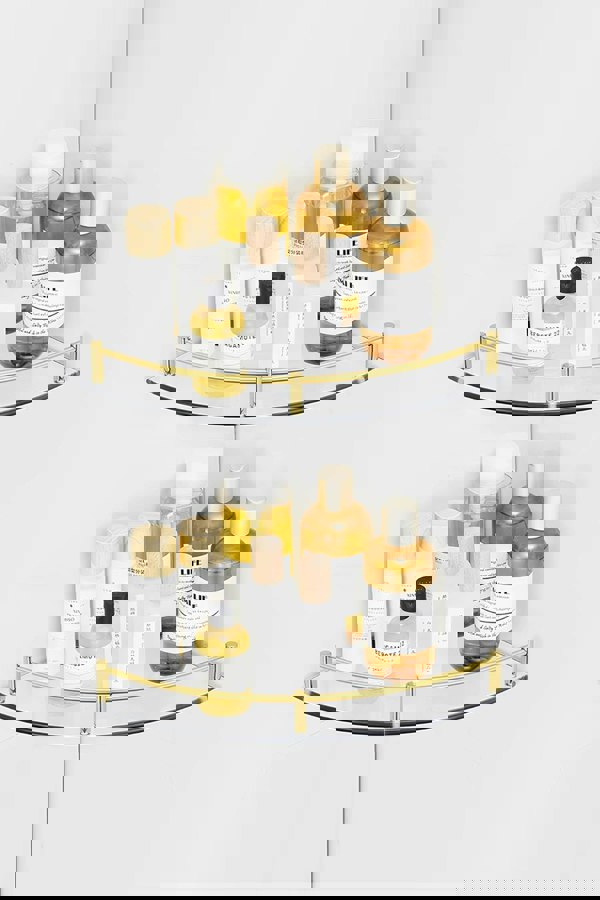 Living and Home 2Pcs Bathroom Glass Corner Shelf Wall Mounted Storage Rack