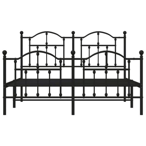 Berkfield Metal Bed Frame with Headboard and Footboard Black 140x190 cm