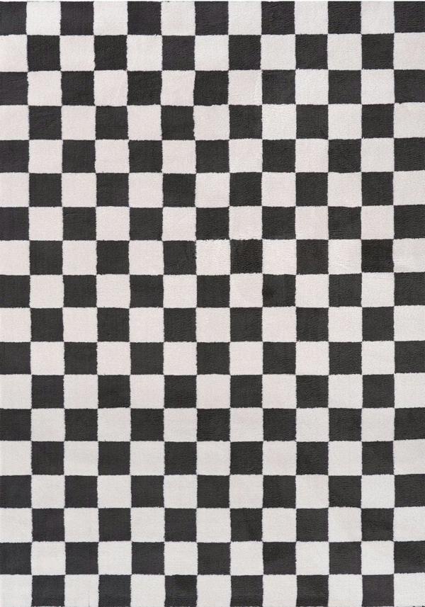 Loft Checkerboard Dark Grey Rug Easy to hoover.