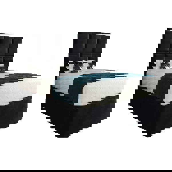 Casa Magna Caprio Upholserted Floorstanding Headboard With Divan Bed Frame - Black