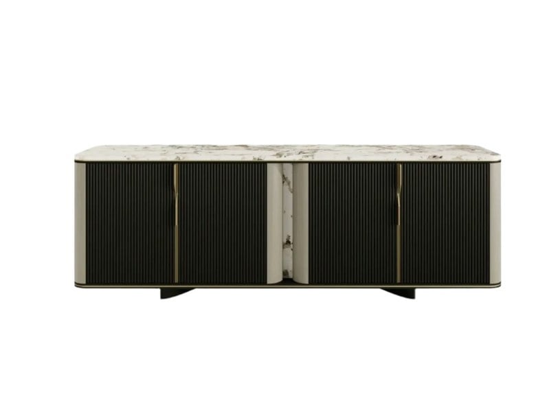 Marfim Luxurious Natural Stone & Antique Brass Sideboard - Option B