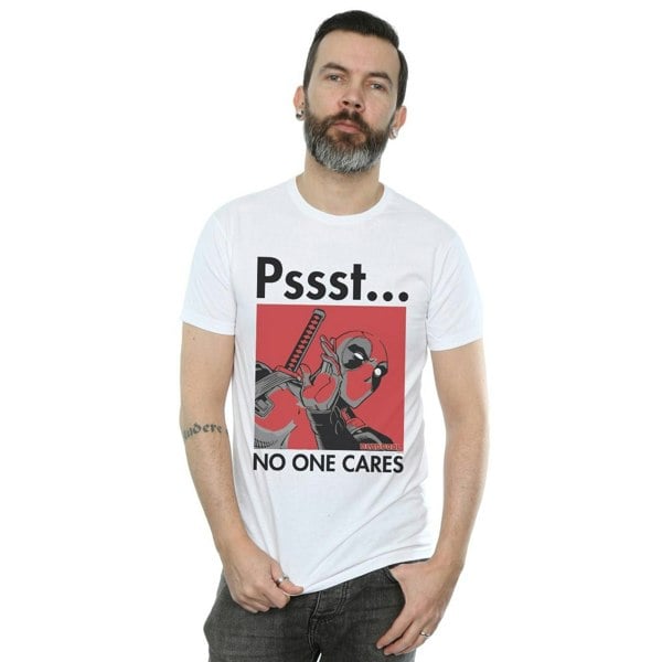 Marvel Mens Deadpool No One Cares T-Shirt - White