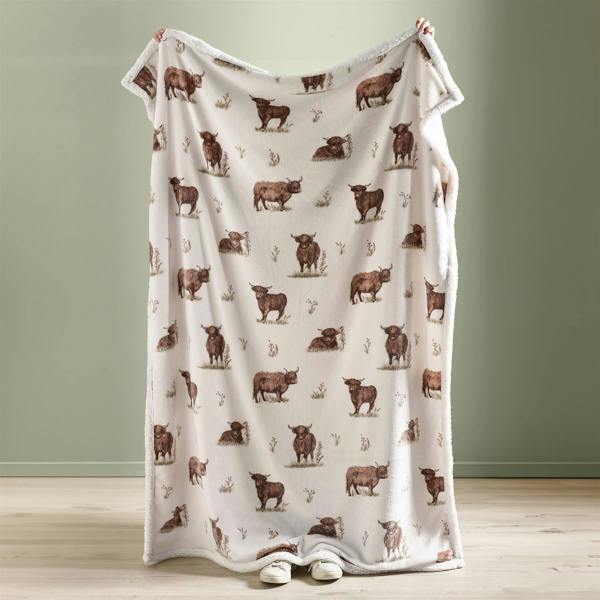 Angus Highland Cow Natural Throw 130x170cm