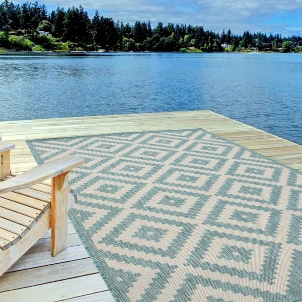 Diamond Design Aqua Outdoor Rug | The Rugs