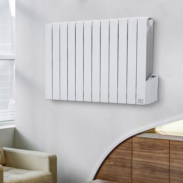 2000W Oil Filled Electric Radiator Heater Wall Mounted or Portable with LCD Thermostat Space Heaters Living and Home