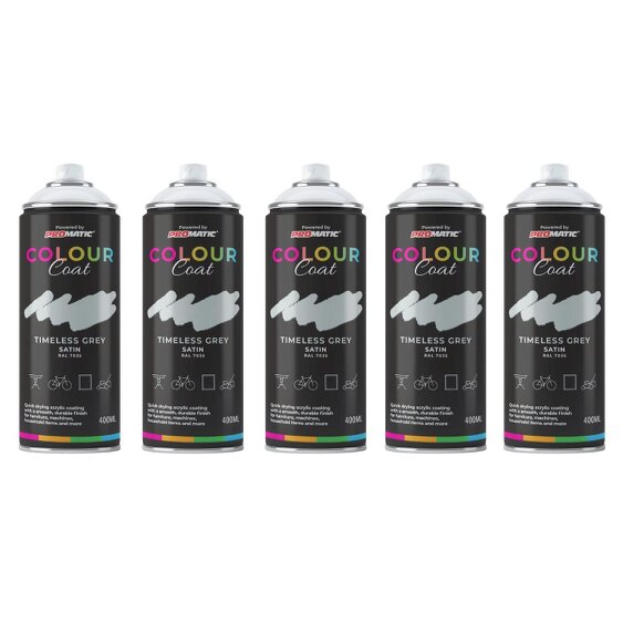 Colour Coat 5X Timeless Grey RAL 7035 Satin Spray Paint 400ml